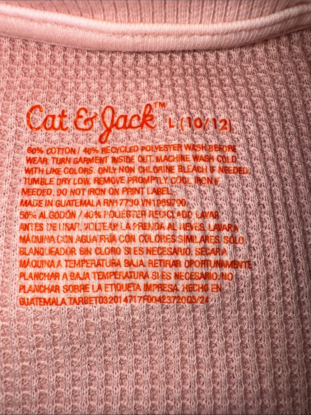 Cat & Jack Soft Pink Waffle-Knit Crewneck Sweater with Chest Pocket